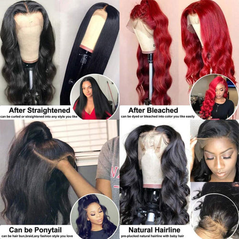 Lace Front Wigs Human Hair 13×4 Body Wave Lace Frontal Hair Wig Cheap 180% Density Human Hair Front Lace for Black Women Natural Color 28Inch