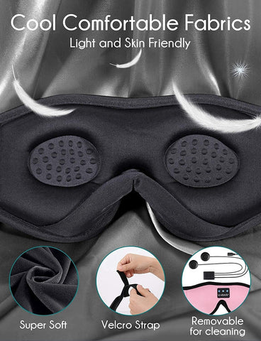 Sleep Mask with Bluetooth Headphones, Sleep Headphones Bluetooth Sleep Mask Breathable Sleeping Headphones for Side Sleepers Best Gift and Travel Essential