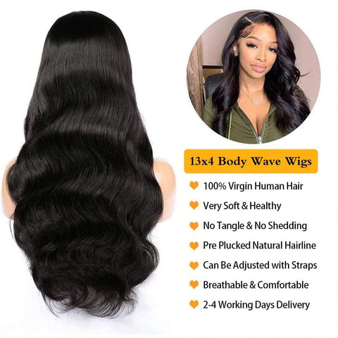 Lace Front Wigs Human Hair 13×4 Body Wave Lace Frontal Hair Wig Cheap 180% Density Human Hair Front Lace for Black Women Natural Color 28Inch