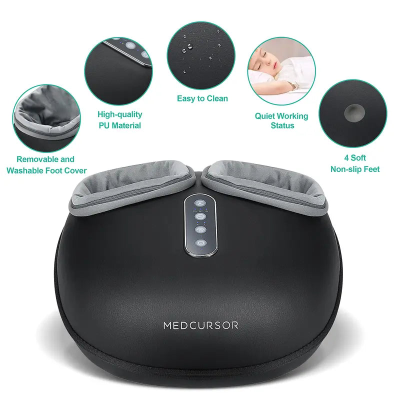 Foot Massager with Heat, Deep Kneading Massage Machine, Delivers Relief for Tired Muscles and Plantar