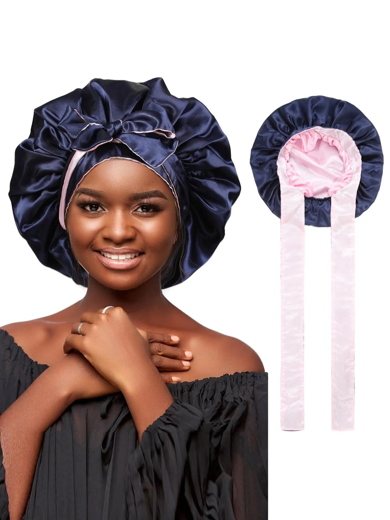 Pleated Design Lace up Front Double Layer Headband, Solid Matching Wide Band Hair Bonnet for Spring Women, 2024 New Trendy Sleeping Bonnet