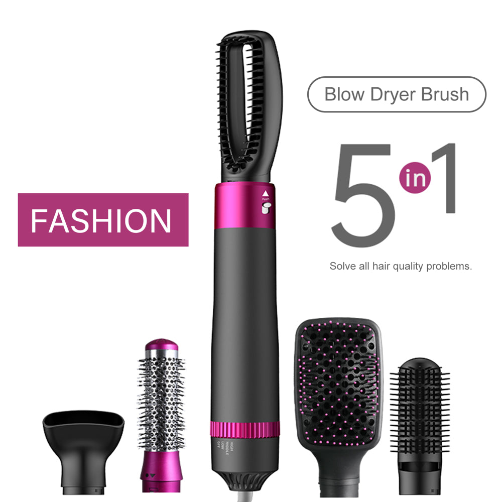 Hair Dryer Brush, 5 in 1 Blow Dryer Brush, One Step Hair Dryer and Styler Volumizer, Negative Ionic Hot Air Brush for Any Hairstyle, Detachable & Interchangeable Hair Straightener Curly Hair Brush.