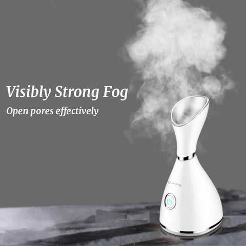 Facial Steamer Personal Vaporizer Touch Switch Warm Cold Mist for Moisturizing Home Humidifier Portable Home Skin Spa Steamers Ideal Gift White