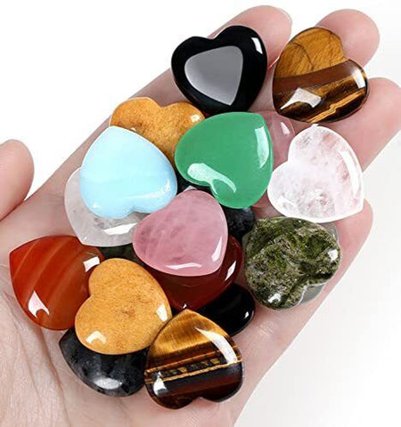 10 PCS Heart Crystals Stones Healing Crystal Palm Multi-Colored - 10Pcs Crystal