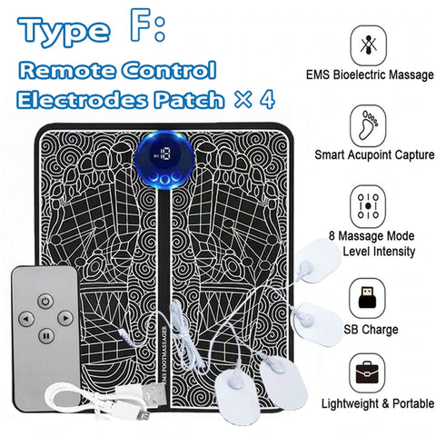 Electric EMS Foot Massager Pad Relief Pain Relax Feet Acupoints Massage Mat Shock Muscle Stimulation Improve Blood Circulation