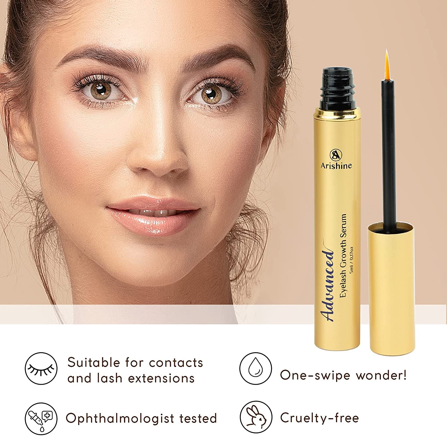 Eyelash Growth Serum -  Advanced Lash Serum, Eyebrow Enhancer, Lash Boost Serum for Longer, Fuller Thicker Lashes & Brows 5Ml