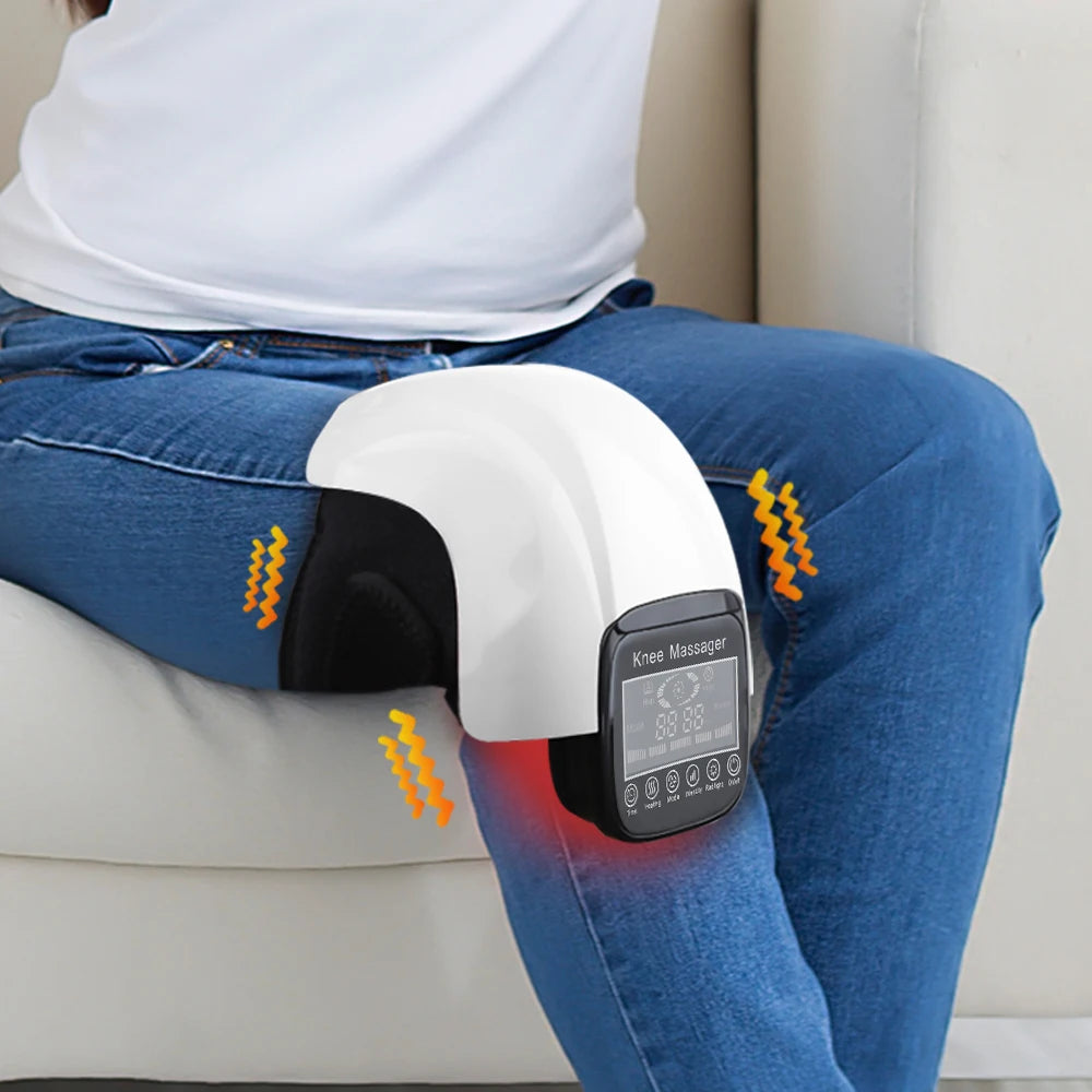 Electric Heating Knee Massage Infrared Pad Air Pressure Vibration Physiotherapy Instrument LCD Display Joint Pain Relief 3 Level