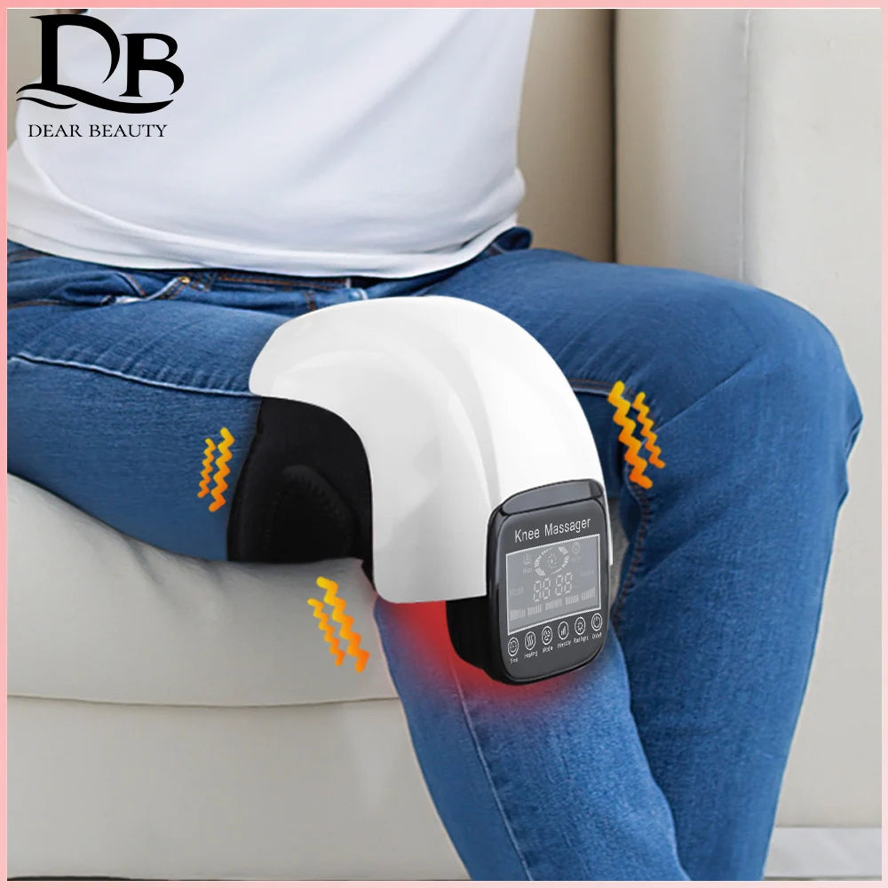 Electric Heating Knee Massage Infrared Pad Air Pressure Vibration Physiotherapy Instrument LCD Display Joint Pain Relief 3 Level