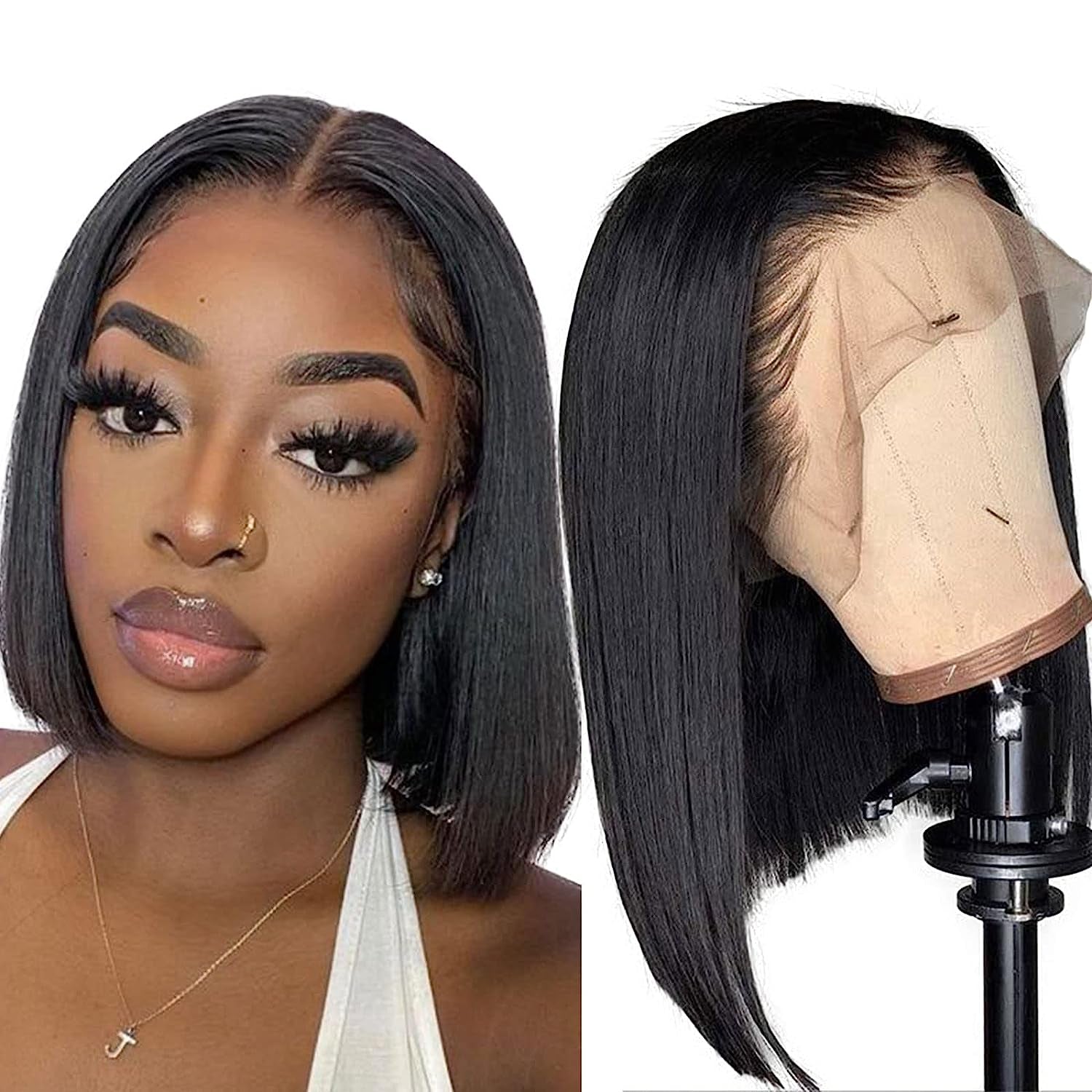 13X4X1 Lace Front Wigs Human Hair Curly Human Hair Wigs for Black Women 200% Density Glueless Lace Frontal Wigs Brazilian Virgin Human Hair Pre Plucked Bleached Knots Curly Wigs 12 Inch