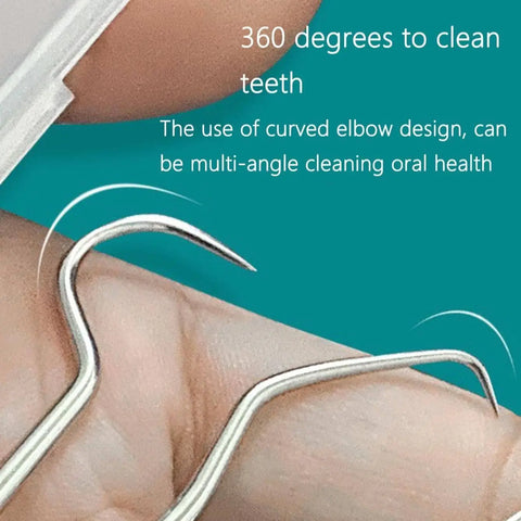 1Set-Stainless Steel Toothpick Set Tooth Flossing Reusable Toothpicks Portable Toothpick Floss Teeth Cleaner Oral Cleaning