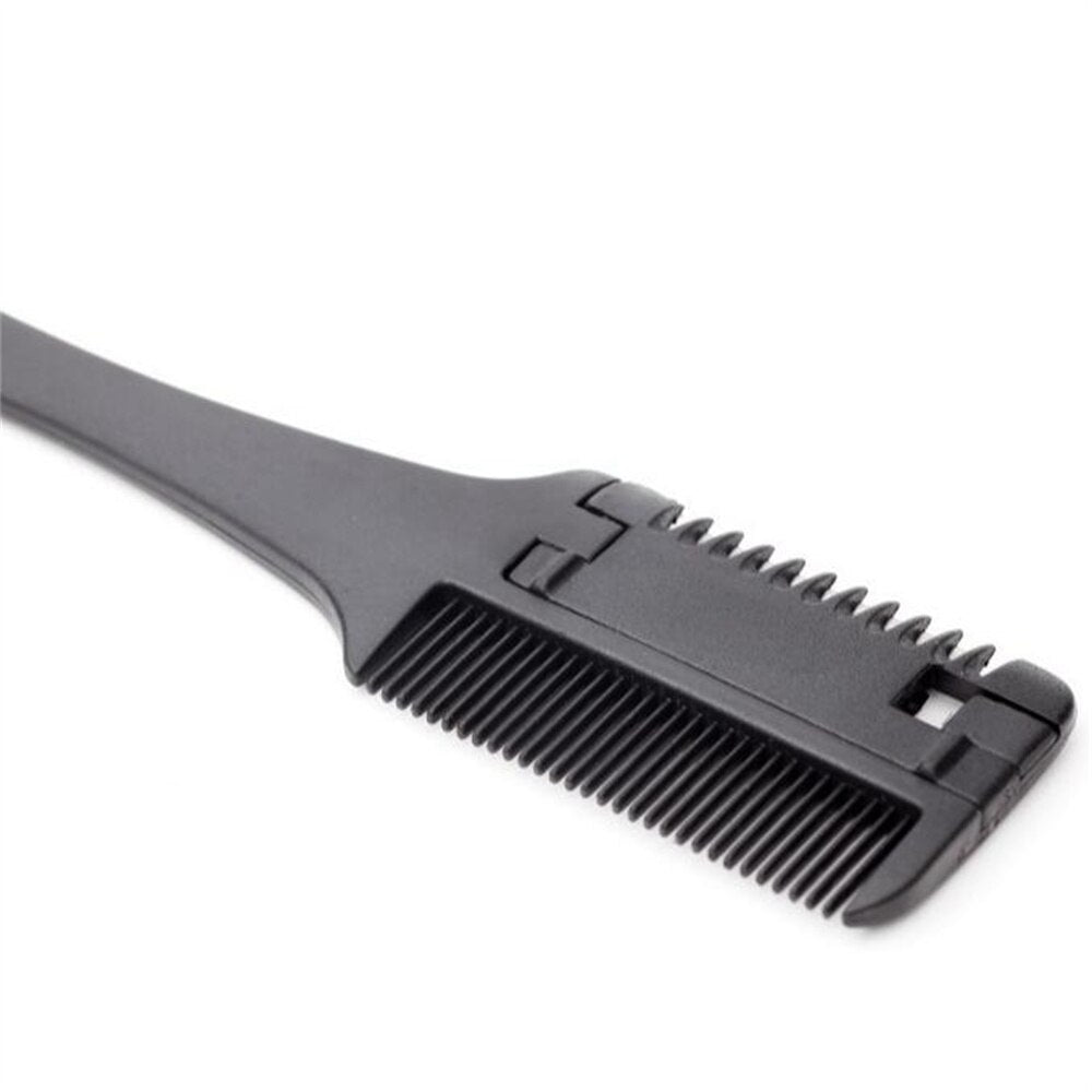 Hair Cutting Comb Black Handle Hair Brushes with Razor Blades Barber Scissors Hair Salon Thinning Hairdressing DIY Styling Tools