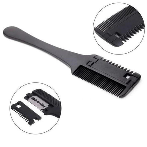 Hair Cutting Comb Black Handle Hair Brushes with Razor Blades Barber Scissors Hair Salon Thinning Hairdressing DIY Styling Tools