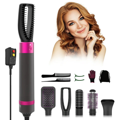 Hair Dryer Brush, 5 in 1 Blow Dryer Brush, One Step Hair Dryer and Styler Volumizer, Negative Ionic Hot Air Brush for Any Hairstyle, Detachable & Interchangeable Hair Straightener Curly Hair Brush.