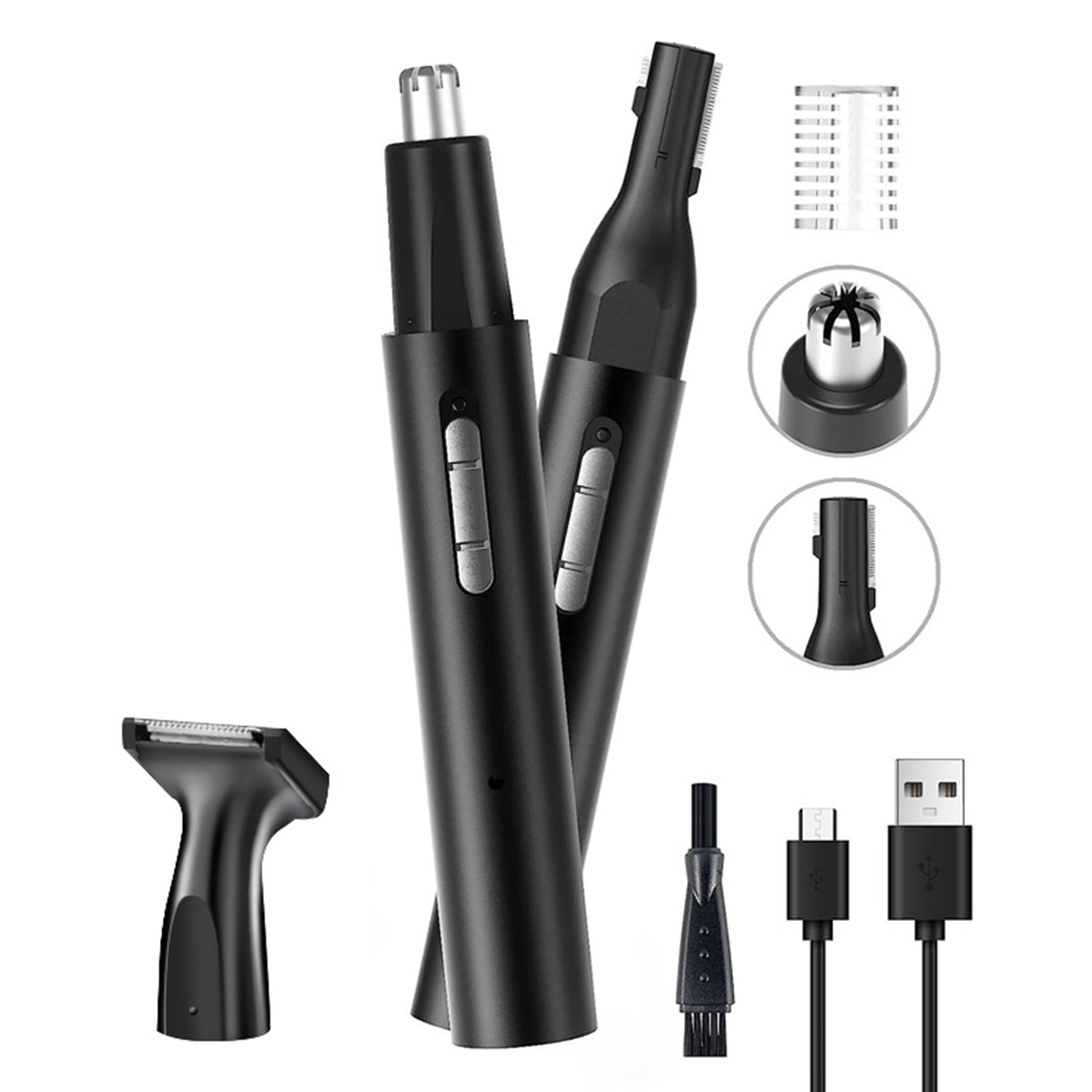 3-in-1 Electric Nose Hair Trimmer Clipper Usb Rechargeable Professional Painless Energy Saving Mute Eyebrow Razors black