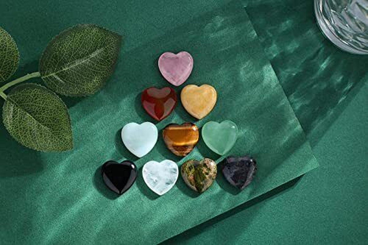 10 PCS Heart Crystals Stones Healing Crystal Palm Multi-Colored - 10Pcs Crystal