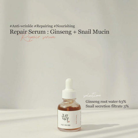 Repair Serum, Ginseng + Snail Mucin, 1.01 Fl Oz / 30Ml