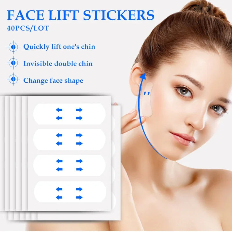 40/80Pcs Lifting Face Stickers Invisible Transparent Thin Face Patche Lift Tools V-Shape Face Wrinkle Sagging Skin Adhesive Tape