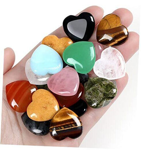 10 PCS Heart Crystals Stones Healing Crystal Palm Multi-Colored - 10Pcs Crystal